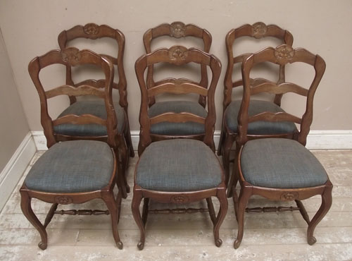 vintage french set of 6 upholstered chairs